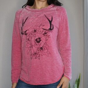 Tokyo Darling Pink Vintage Inspired Sweatshirt w/Cutout Back Size XS